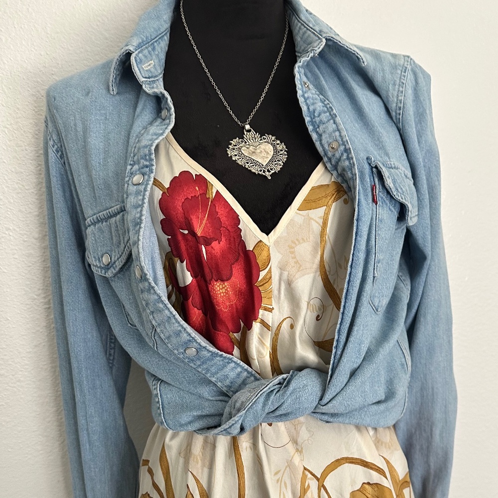 Vintage Floral Silk Slip Dress - Picture 2 of 7